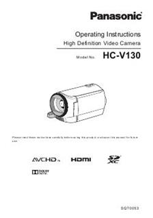 Panasonic HC V130 manual. Camera Instructions.